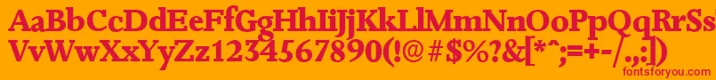 JessicaserialXboldRegular Font – Red Fonts on Orange Background