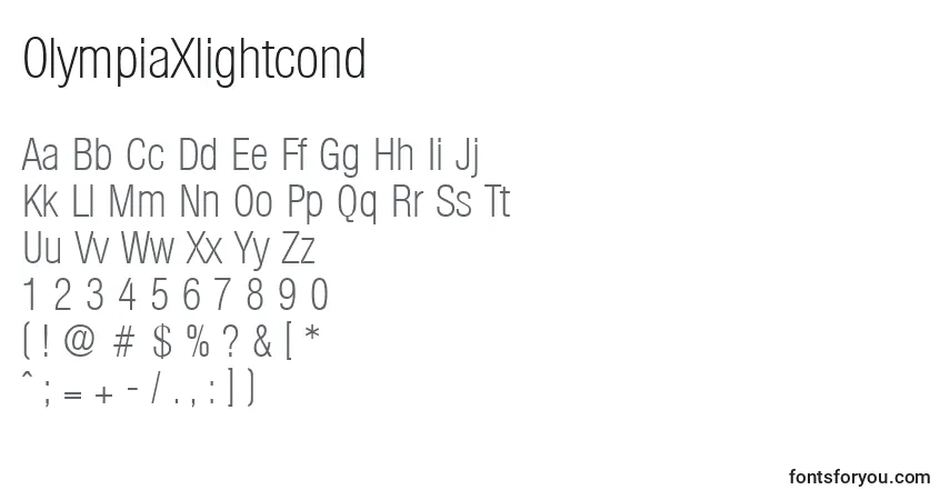 OlympiaXlightcondフォント–アルファベット、数字、特殊文字