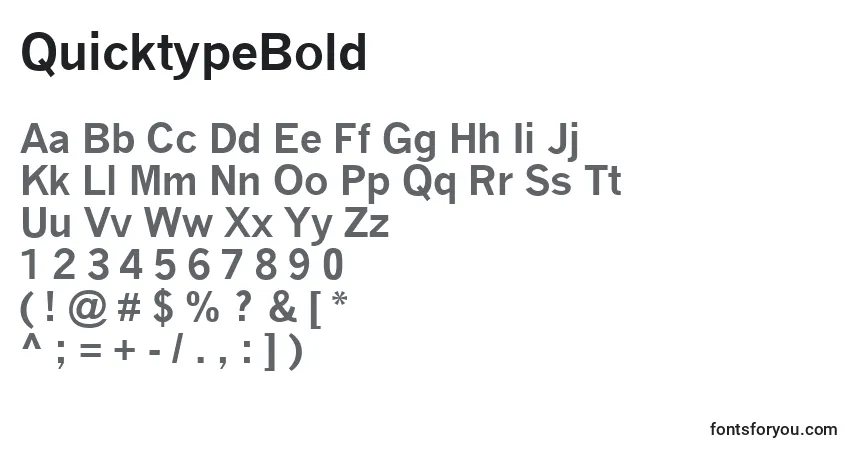 A fonte QuicktypeBold – alfabeto, números, caracteres especiais