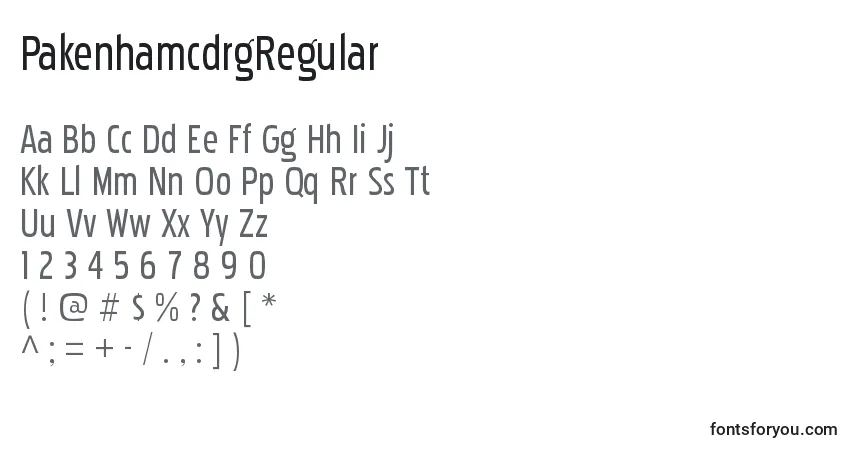 Czcionka PakenhamcdrgRegular – alfabet, cyfry, specjalne znaki