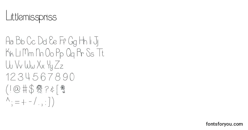 Шрифт Littlemisspriss – алфавит, цифры, специальные символы