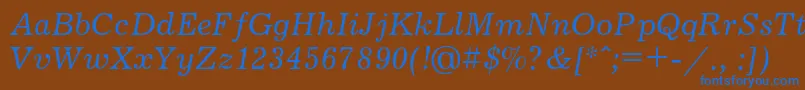 フォントJournalcItalic – 茶色の背景に青い文字