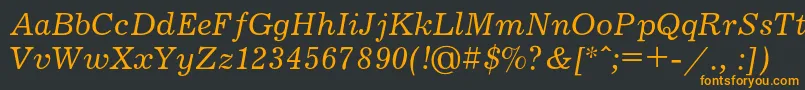 フォントJournalcItalic – 黒い背景にオレンジの文字