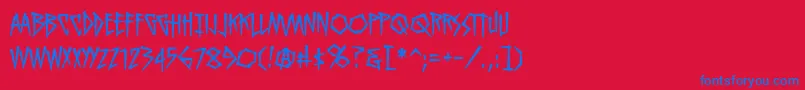 KillcrazybbReg-Schriftart – Blaue Schriften auf rotem Hintergrund