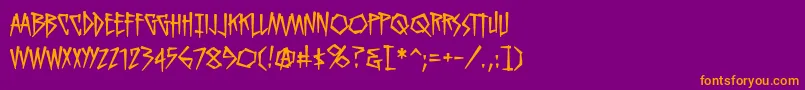 KillcrazybbReg-fontti – oranssit fontit violetilla taustalla