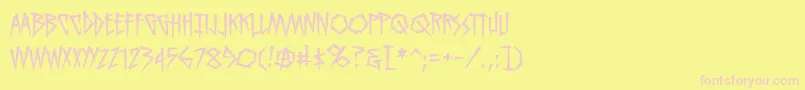 KillcrazybbReg-fontti – vaaleanpunaiset fontit keltaisella taustalla