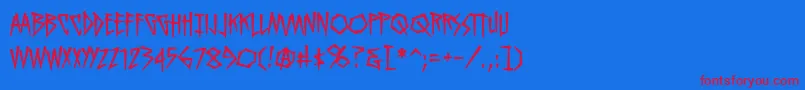 Fonte KillcrazybbReg – fontes vermelhas em um fundo azul