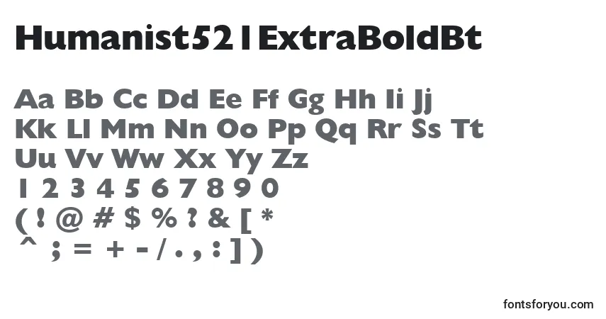 A fonte Humanist521ExtraBoldBt – alfabeto, números, caracteres especiais