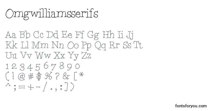 A fonte Omgwilliamsserifs – alfabeto, números, caracteres especiais