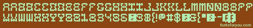 フォント5dropThatBass – 緑色の文字が茶色の背景にあります。