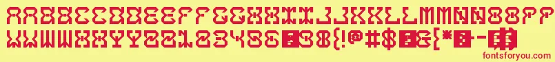 5dropThatBass-fontti – punaiset fontit keltaisella taustalla