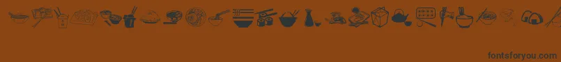 AsianFood-Schriftart – Schwarze Schriften auf braunem Hintergrund