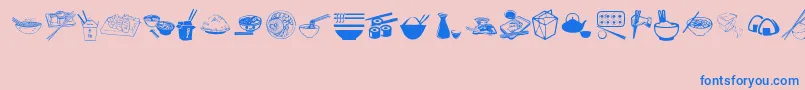 AsianFood Font – Blue Fonts on Pink Background