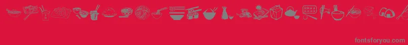 AsianFood-Schriftart – Graue Schriften auf rotem Hintergrund