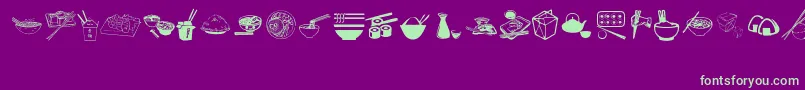 AsianFood Font – Green Fonts on Purple Background