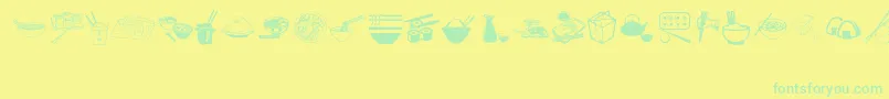 fuente AsianFood – Fuentes Verdes Sobre Fondo Amarillo