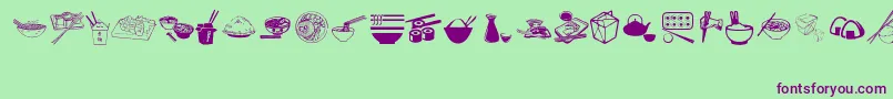 AsianFood Font – Purple Fonts on Green Background