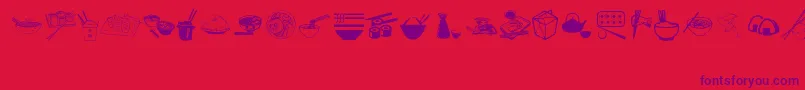 AsianFood Font – Purple Fonts on Red Background