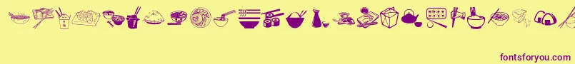 AsianFood Font – Purple Fonts on Yellow Background