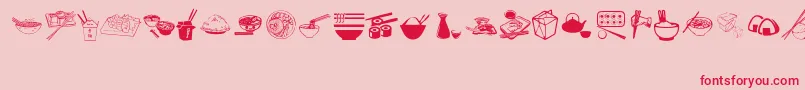 フォントAsianFood – ピンクの背景に赤い文字