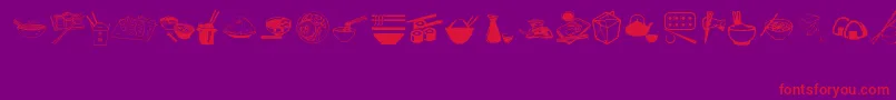 AsianFood-Schriftart – Rote Schriften auf violettem Hintergrund