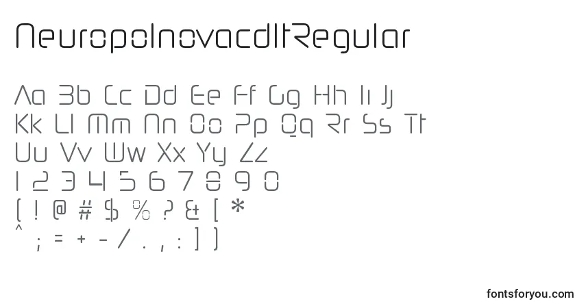 A fonte NeuropolnovacdltRegular – alfabeto, números, caracteres especiais