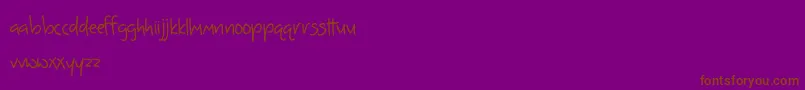 BmdSomethingInYourEyes-Schriftart – Braune Schriften auf violettem Hintergrund