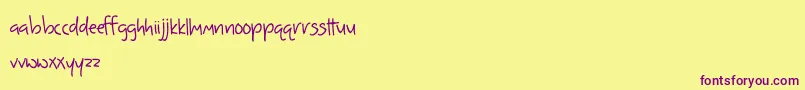 Fonte BmdSomethingInYourEyes – fontes roxas em um fundo amarelo