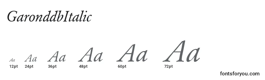 GaronddbItalic Font Sizes