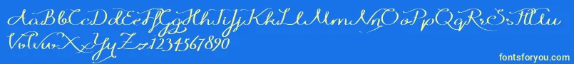 Windyraindemo-Schriftart – Gelbe Schriften auf blauem Hintergrund