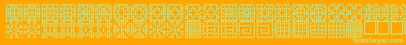 Tilethings-Schriftart – Grüne Schriften auf orangefarbenem Hintergrund