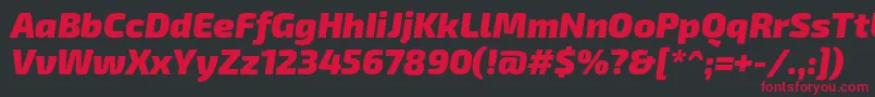 フォントExo2Blackitalic – 黒い背景に赤い文字
