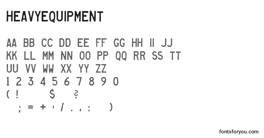 characters of heavyequipment font, letter of heavyequipment font, alphabet of  heavyequipment font