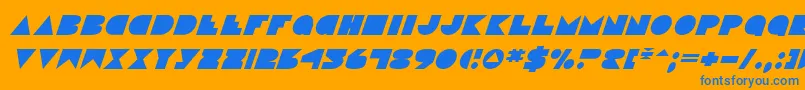 DiscoDeckItalic-Schriftart – Blaue Schriften auf orangefarbenem Hintergrund