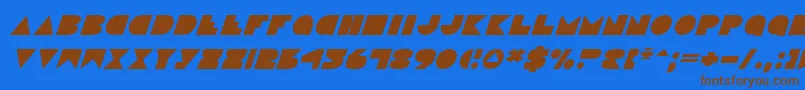 DiscoDeckItalic-Schriftart – Braune Schriften auf blauem Hintergrund
