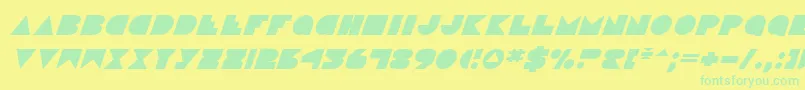 Fonte DiscoDeckItalic – fontes verdes em um fundo amarelo