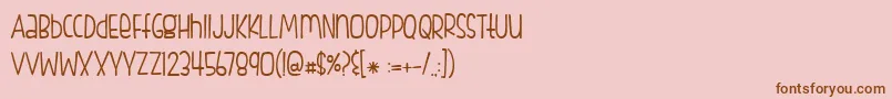 Więcej informacji o czcionce BmdFishfingers Czcionka BmdFishfingers – brązowe czcionki na różowym tle