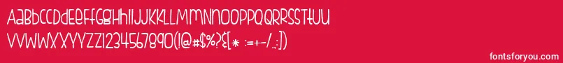 BmdFishfingers-Schriftart – Weiße Schriften auf rotem Hintergrund