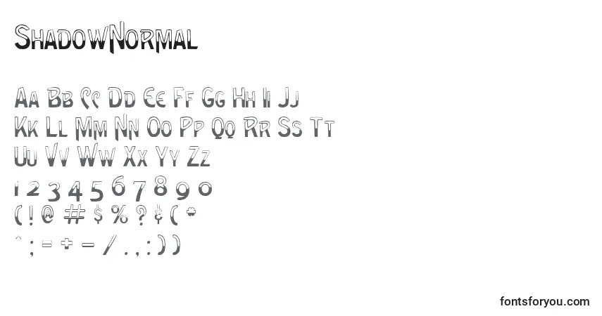 Schriftart ShadowNormal – Alphabet, Zahlen, spezielle Symbole