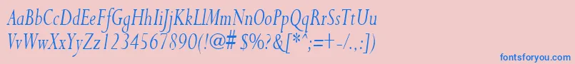 フォントPurloincondensedItalic – ピンクの背景に青い文字