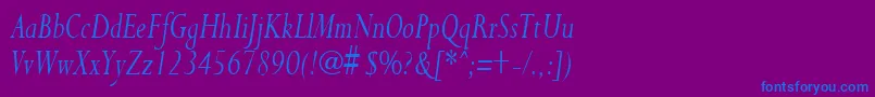 PurloincondensedItalic Font – Blue Fonts on Purple Background