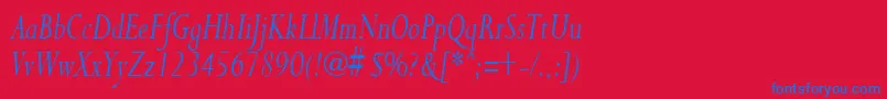 PurloincondensedItalic Font – Blue Fonts on Red Background