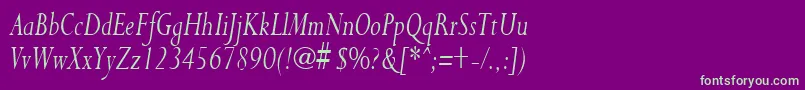 PurloincondensedItalic Font – Green Fonts on Purple Background