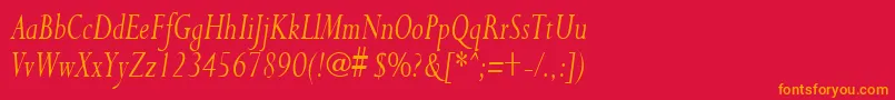 フォントPurloincondensedItalic – 赤い背景にオレンジの文字