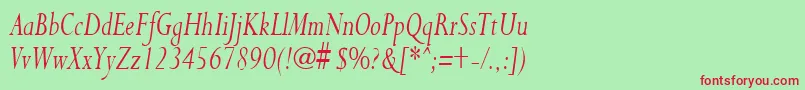PurloincondensedItalic Font – Red Fonts on Green Background