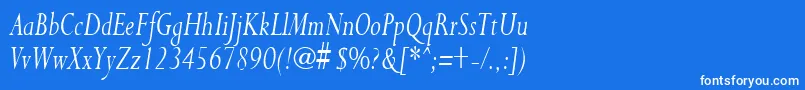 フォントPurloincondensedItalic – 青い背景に白い文字