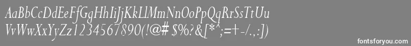 フォントPurloincondensedItalic – 灰色の背景に白い文字