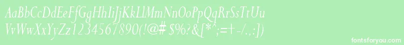 フォントPurloincondensedItalic – 緑の背景に白い文字