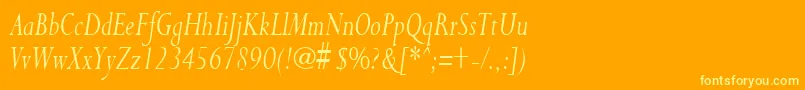 フォントPurloincondensedItalic – オレンジの背景に黄色の文字