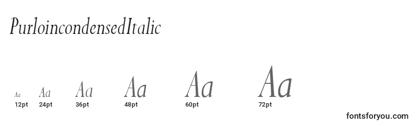Размеры шрифта PurloincondensedItalic